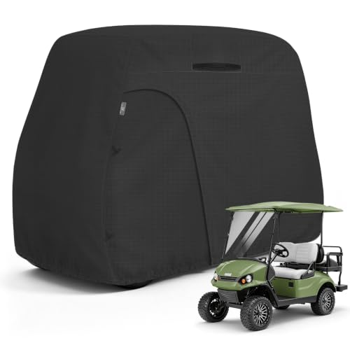 Explore Land 600D Waterproof Golf Cart Cover Fits for Most Brand 4 Passengers Car (Black)
