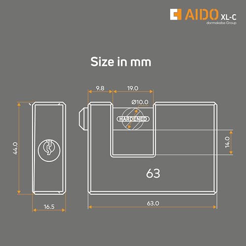 Image of AIDO by dormakaba Group Heavy-Duty 63mm Brass Padlock | Lock for Main Door, Home, Garages, Warehouses, Containers, | 4 Brass Keys | Indoor & Outdoor | Water-Resistant | 2 Year Warranty