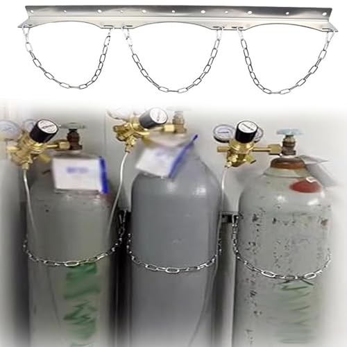 5lb 3 Gas Cylinder Safety Wall Bracket, Heavy Duty Nitrogen Tank Holder with Adjustment Protective Chain, Portable Air Tank Metals Fixed Rack