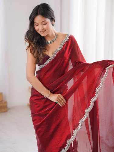 SAREE MALL maroon banarasi silk saree – image 6