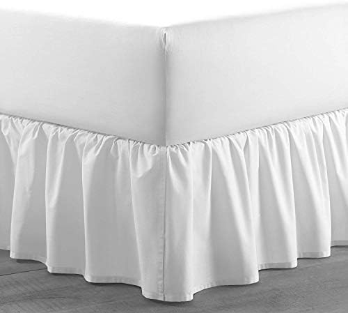 Ruffled Bed Skirt with Split Corners - 10 Inch Bed Skirt - Queen Dust Ruffle Bed Skirt - White Bed Skirt Queen - Classic Style, Soft and Stylish 100% Microfiber Bedskirt(Queen-10 Drop, White)