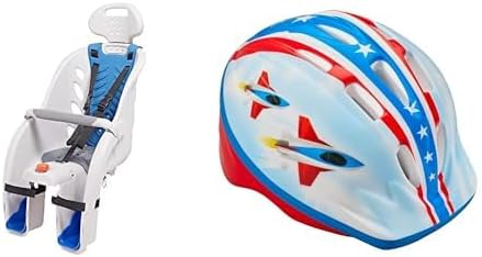 Schwinn Deluxe Bike Child Carrier & Classic Infant Helmet Set, Rear Mounted Seat with Quick-Release Harness & Helmet for Kids 0-3 Years, 44-50 cm