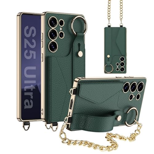 Coque antichute Samsung Galaxy S25 Ultra, bague de maintien et cordon chaîne métal