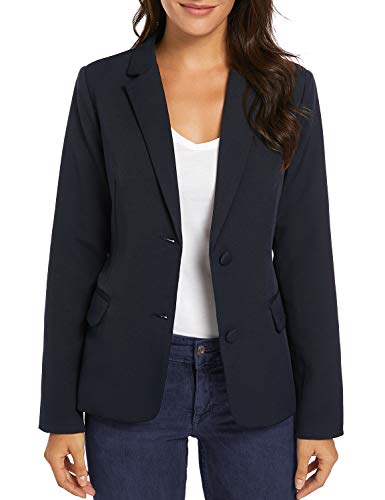 Luvamia Women's Long Sleeve Formal Notch Lapel Button Down Blazer Pockets Jacket Ladies Jackets Navy Blue Suit For Women Light Blue Blazer Women Navy Blue Size Xl #TOP2