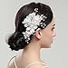 Flower Bride Wedding Hair Comb with Sparkling Crystals and Pearls Elegant Headpiece Bridal Handmade Hair Accessories for Women Girls