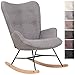 CLP Schaukelstuhl Sanka I Schaukelsessel Mit Stoffbezug Und Metallgestell I Relaxsessel Mit Holzkufen, Farbe:grau