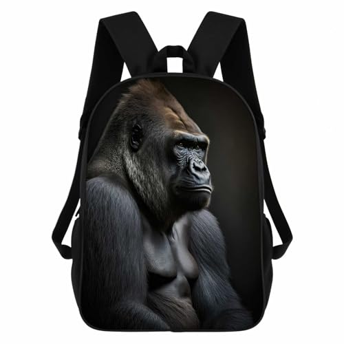 Western Lowland Gorilla Backpack Casual Daypack Wild Animal Print Laptop Bag Bookbag for Work Travel Hiking 17 Inch Style 3