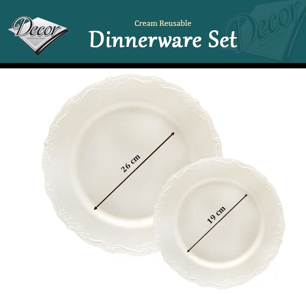 Set 40 Piatti In Plastica Riutilizzabili: 26 Cm E 19 Cm Con Bordo Oro/Argento/Rosa, Eleganti E Robusti Per Matrimoni E Feste, Senza BPA - 5
