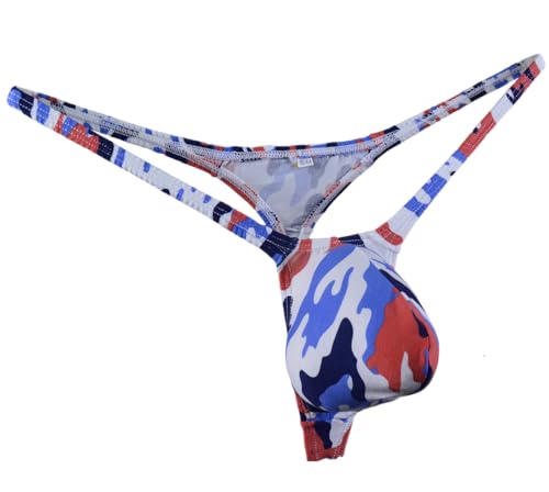 Mens Bulge Pouch G-String Cotton Colorful Camo Thong Underwear WSS123