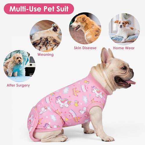Image of cyeollo Recovery Suit for Dogs Surgery Suit Female Spay Soft Pet Onesie Bodysuit After Sugery Male Dog Neuter Pet Clothes Small Dogs Surgical Recovery Shirt, Unicorn M