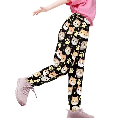 Elastic Waist Baggy Sweatpants for Toddler Girls Teens 4-15y Moisture Wicking Athletic Pants with Side Pockets4
