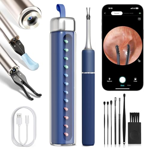MEKK Ear Wax Removal Kit S5 with 10 MP Camera, Precision Tweezers, 12 Ear Spoons, Wireless Otoscope Ear Cleaner for iOS & Android