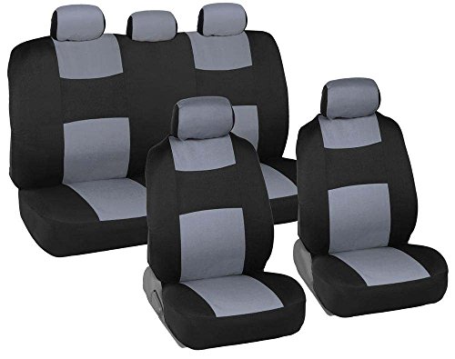 Gray Full Set Of Deluxe Car Low Back Front Seat Covers & Rear Bench Seat Cover For Honda Civic #TOP24