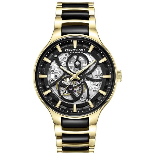 Image of KENNETH COLE Black Dial Automatic Stainless Steel Strap Watch for Men
