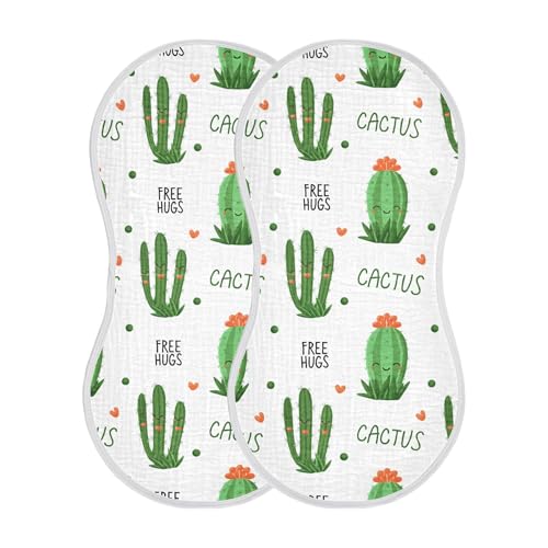 xigua Cute Cactuses Muslin Baby Burp Cloths Set of 4, Super Soft & Absorbent Burping Rags, Cotton Burp Clothes Shower Gift for Newborn, Baby Girls and Boys2