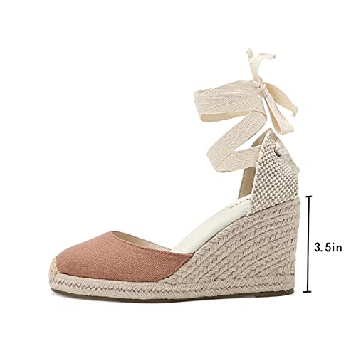 Image of Women's Espadrille Wedge Sandals Closed Toe Lace-Up Shoes