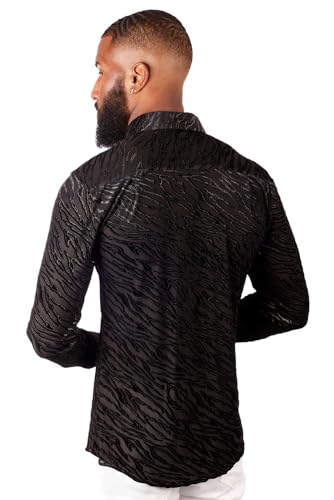 Barabas Men's See Through Floral Long Sleeve Button Down Shirt 3SVL273