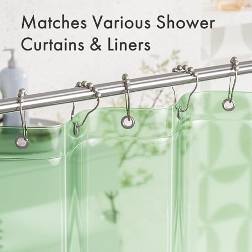 Image of Amazer Shower Curtain Hooks Rings, Anti-Rust Metal Double Glide Shower Hooks for Bathroom Shower Rods Curtains-Set of 12-Matte Nickel