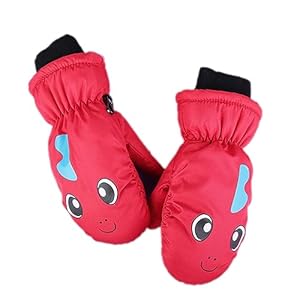 Hattba Rote Kinder-Skihandschuhe Tierdesign