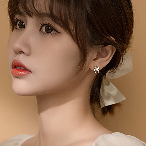 Sweet Bow Knot Small Hoop Earrings S925 Sterling Silver Minimalist Sleeper Round Huggie Hoops Cartilage Earring 10Mm Cuff Studs Cute Ear Jewelry Gifts For Women Girls Sensitive Ears #TOP2