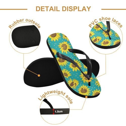 Maple Leaf Sketch Orange Sunflower Polka Dot Teal Flip Flops for Beach Thong Sandals Anti-slip Lightweight Beach Slippers for Summer Outdoor Travel3