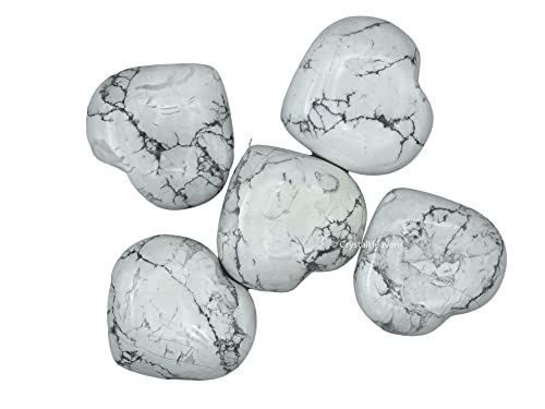 Image of Howlite Crystal Heart Palm Pebbles Stones for Anxiety Stress Relief Massage - AAA Grade Original Healing Gemstone Agate Heart Palm Stone for Yoga Meditation Spiritual
