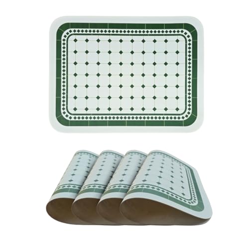 Image of Faux Leather Dining Table Placemats | Heat Insulation & Stain Resistant Waterproof Non Slip Dinner Table Mats | Perfect for Home, Kitchen, Restaurant, Office (Dark Green, Set of 4)
