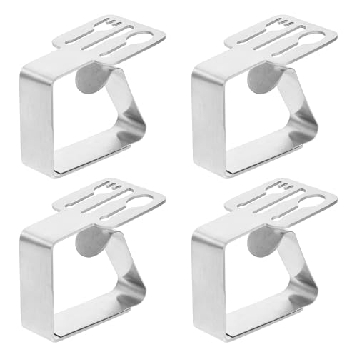 SUPVOX Pinzas para Mantel de Acero Inoxidable 4 Piezas, Antideslizantes, Resistentes y Prácticas, Abrazaderas para Cubierta de Mesa Interior y Exterior, Sujetan Manteles para Picnic