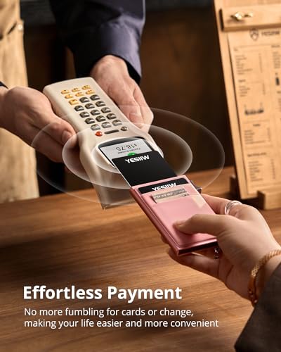 YESIIW Women's Slim Card Holder Wallet - Minimalist Pop Up RFID Blocking Wallet for Women, Anniversary & Birthday Gift for Her, Blossom Pink3