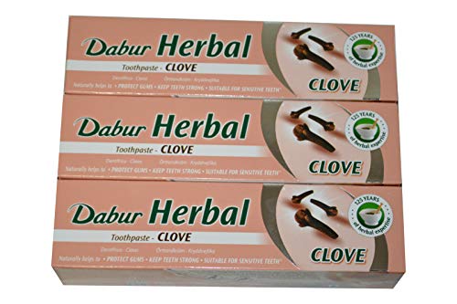 3x Dabur Herbal Clove 100ml Zahnpasta mit Nelke Zahnpflege 300ml Cover