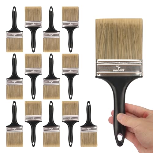14 Pack 4 Inch Paint Brushes - A Professional Range of Wall Paint Brushes, Deck Paint Brush, and Chip Brushes - Perfect DIY Painting Tools for Your Home or Business KUKLIPJIM