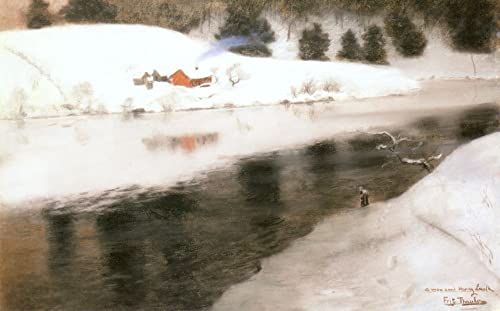 Toile Frits Thaulow Hiver à Simoa River impression d'art haut de gamme 50x70
