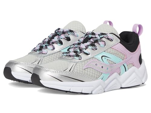 Saucony Flash XT (Little Big Kid) Sneaker, Silver/Black, 13.5 US Unisex