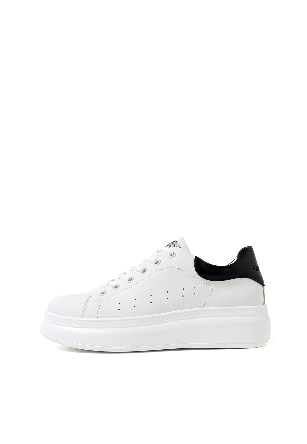 QUEEN HELENA Scarpe da Ginnastica Casual Platform Sneakers Plateau Lacci Comode Bianche Donna