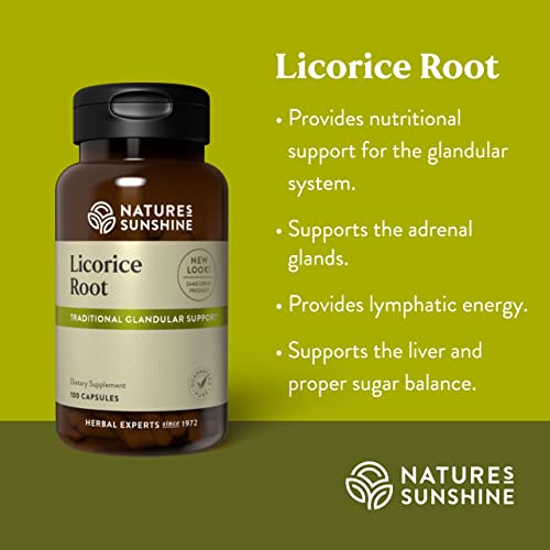 Nature's Sunshine Licorice Root, 100 Capsules | Powerful Support For The Glandular System, Specifically The Adrenal Glands, And May Help The Liver #TOP3