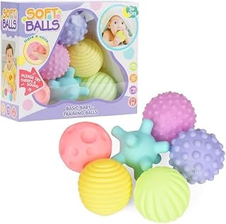 كرات ضغط للأطفال البيبي من عمر 18 شهر فما فوق، لعبة كرة حسية للاستحمام للأطفال من عمر سنة إلى 3 سنوات، لعبة كرة فينيل ناعمة مع صندوق هدايا (6 قطع)