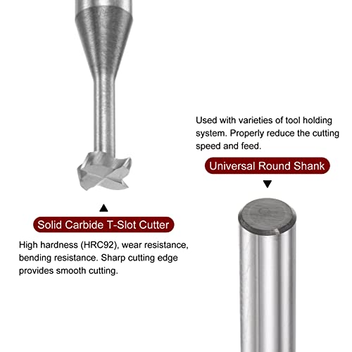 Image of HARFINGTON T Slot End Mill Milling Cutter 4mm Cutting 1mm Depth 4mm Shank Solid Carbide 4 Flutes for Aluminum Copper Zinc Alloy