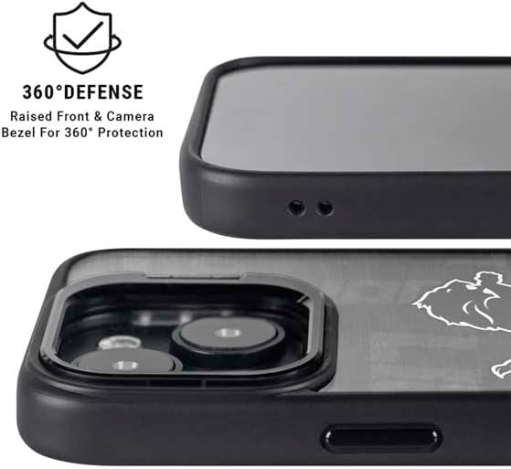 Skinit Kickstand Phone Case Compatible with iPhone 13 - Officially Licensed NFL Detroit Lions Black & White Design