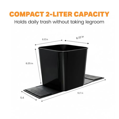 Image of Car Trash Can with Stability Wings - Leakproof Portable Garbage Bin for Fabric & Rubber Mats - Compact Durable Plastic Auto Organizer for Cars, SUVs, Trucks (Gray, Small)