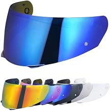 VCOROS HJ-33 Motorcycle Helmet Visor I90 Motorcycle Visor Shield Compatible with i90 i91 Modular Helmets UV Protected Helmet Accessories Chrome Blue