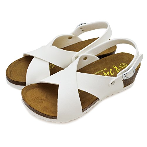 [Joy Walker] [ジョイウォーカー] サンダル レディース ウェッジソール クロスベルト ストラップ ヒール 美脚 夏 コンフォートサンダル 1437Pのサムネイル