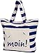 Livingstyle & Wanddesign maritime Streifen-Strandtasche, 50 L, navy-weiß, Moin