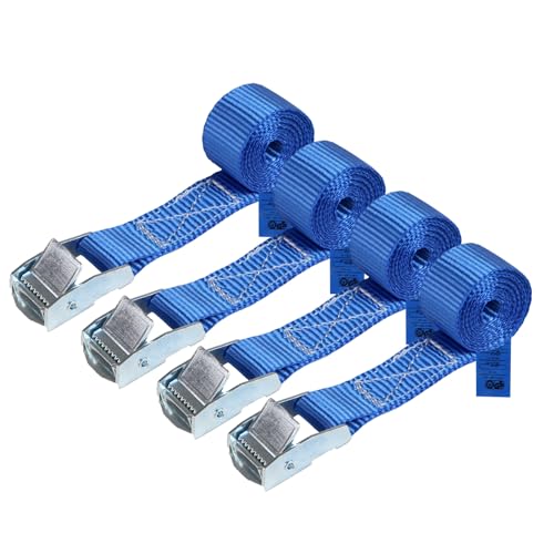 Cinghia di fissaggio Cinghie di tensione - blu - 2,5m 4m 6m - diverse quantità, sicura del carico resistenza fino a 250 kg DIN EN 12195-2, 4 pezzi 2.5 cm x 1 m