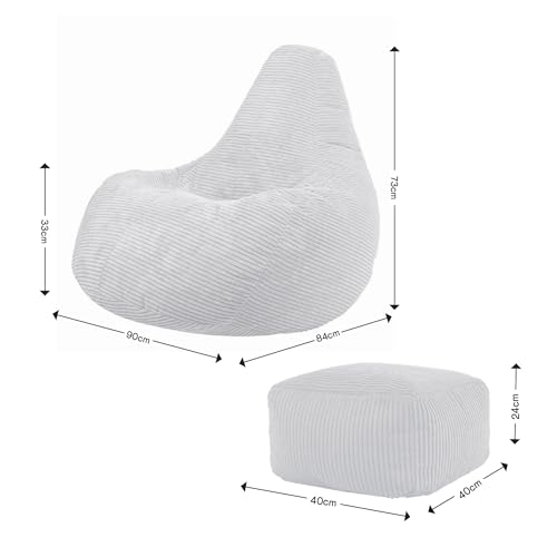 icon Dalton Cord Recliner Bean Bag Chair and Footstool, Charcoal Grey, Large Lounge Chair Gaming Bean Bags for Adult with Filling Included, Jumbo Cord Adults Beanbag, Boho Decor Living Room Furniture icon Dalton Cord Recliner Bean Bag Chair and Footstool, Charcoal Grey, Large Lounge Chair Gaming Bean Bags for Adult with Filling Included, Jumbo Cord Adults Beanbag, Boho Decor Living Room Furniture