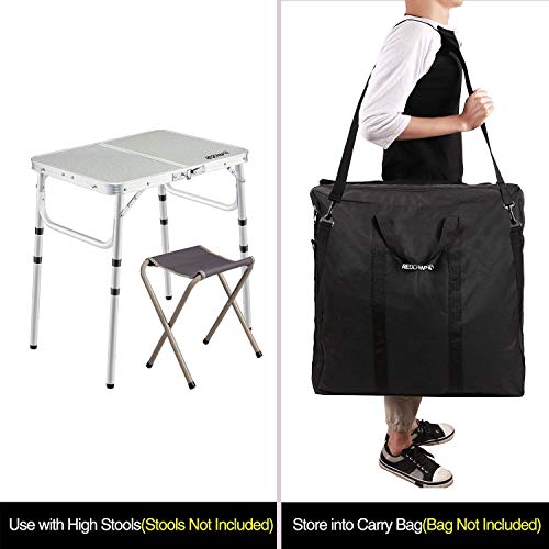 Redcamp Small Camping Table 2 Foot, Portable Aluminum Folding Table Adjustable Height Lightweight For Picnic Beach Outdoor Indoor, White 24 X 16 Inch (3 Heights) #TOP5