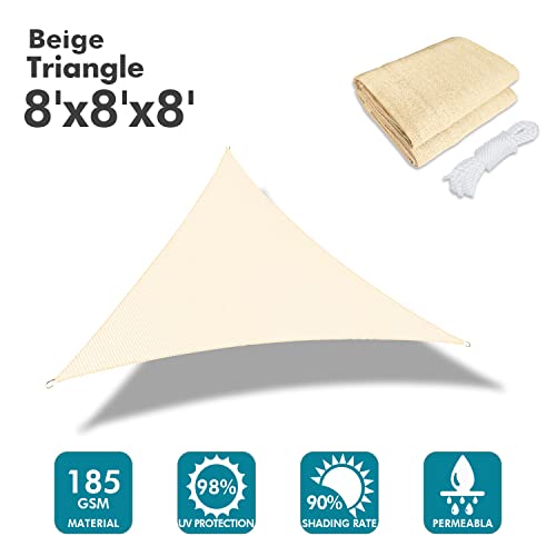 Image of KANAGAWA 8'x8'x8' Sun Shade Sail Cream Curved Triangle