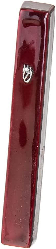 (D) Judaica Mezuzah Large Enamel 5.85'' for Door from Israel (Red)