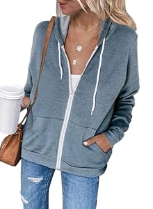 Jhsnjnr Damen Jacke Zip Up Hoodie Lange Ärmel Kapuzenjacke Sweatshirt mit Reißverschluss Leicht Trainingsjacke Sweatjacke