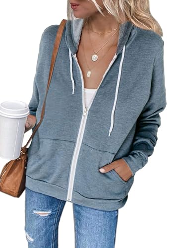 Jhsnjnr Sweatjacke Damen mit Kapuze Reißverschluss Longsleeve Sport Leichte Fleecejacke Kapuzenjacke Zip Hoodie Sweatshirt Jhsnjnr Sweatjacke Damen mit Kapuze Reißverschluss Longsleeve Sport Leichte Fleecejacke Kapuzenjacke Zip Hoodie Sweatshirt
