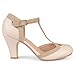 Brinley Co Womens Cut Out Round Toe T-Strap Two-Tone Matte Mary Jane Pumps Nude, 7 Wide Width US